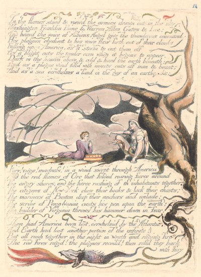 America. A Prophecy, Plate 16, In the Flames Stood by William Blake